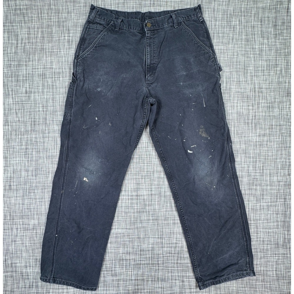 Carhartt Mens B11 Loose Fit Canvas Carpenter Work Pants Black 38x34 Workwear